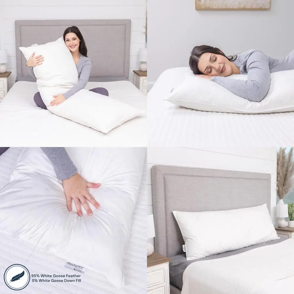 

Luxury Goose Down Body Pillow - 20x54 Inches, Hypoallergenic Comfort for Restful Sleep
