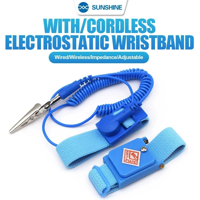 SUNSHINE Anti Static Bracelet Electrostatic Cordless Adjustable ESD Discharge Cable Wrist Band Strap Hand With Spare Wristband