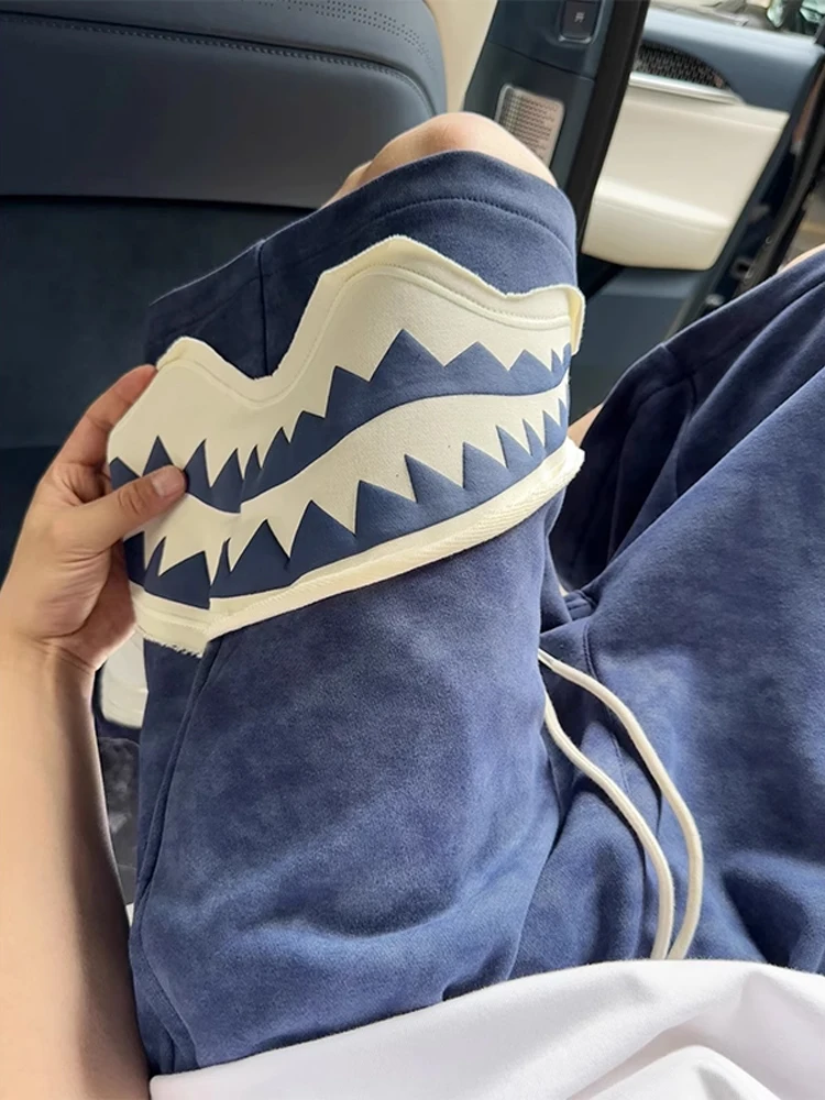 

Американский ретро лоскутный ковчег Mouth Sports orts Мужские летние уличные модные свободные повседневные брюки пять четвертей для пар