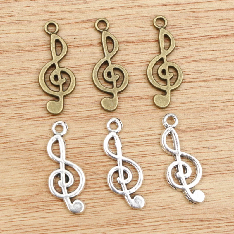 20pcs 26x10mm Antique Silver Plated Bronze Plated Music Handmade Charms Pendant:DIY for bracelet necklace