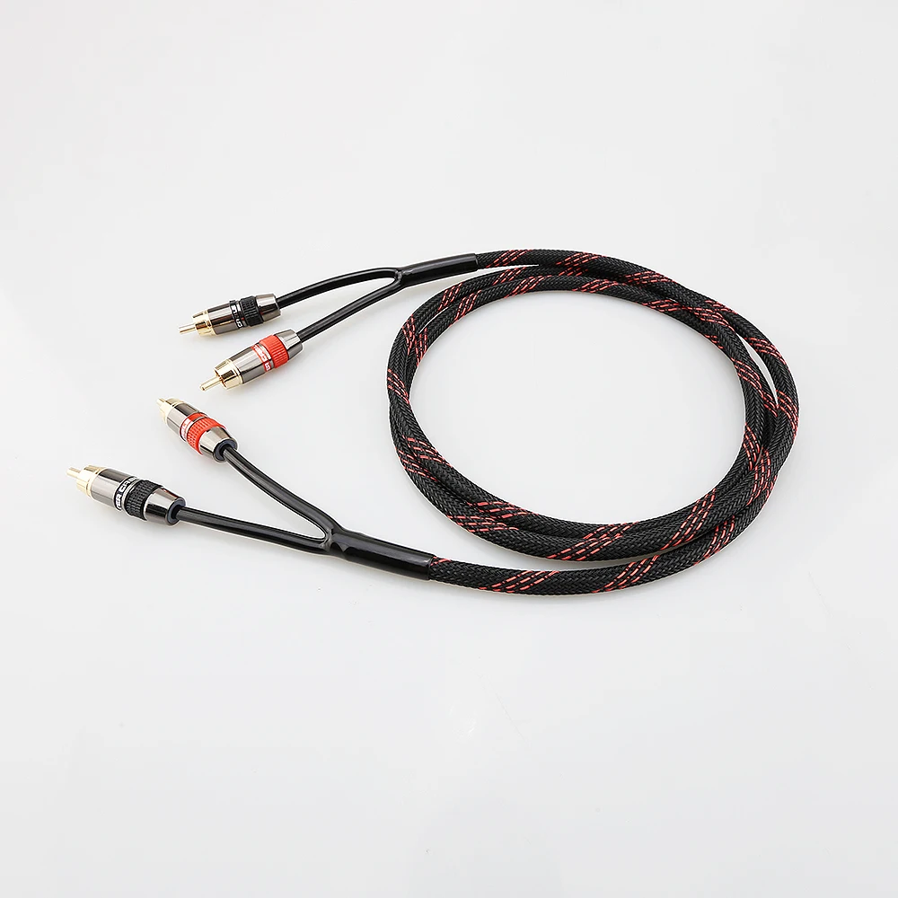 HIFI Pure Copper Signal Cable 2RCA Wire 2 RCA to 2 RCA audio cable male to male Splitter Y RCA Cable for Amplifier CD Player