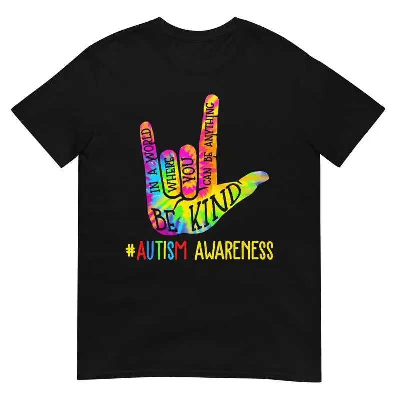 Be Kind Asl Love Sign Language Hand Autism Awareness Tie Dye T Shirt