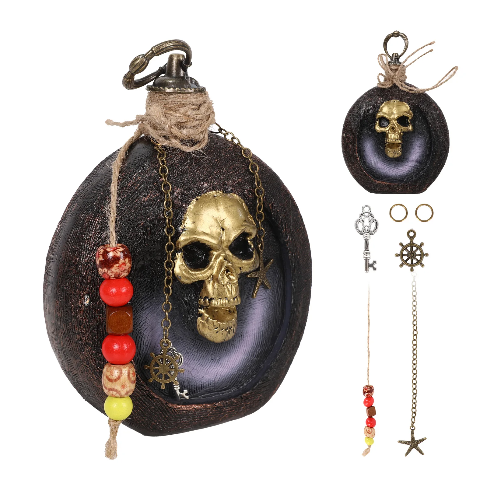 

Череп Пиратская бутылка рома Орнамент Смола Череп Бутылка Опора Ужас Хэллоуин Косплей Скелет Голова Реквизит Статуэтка Ремесла