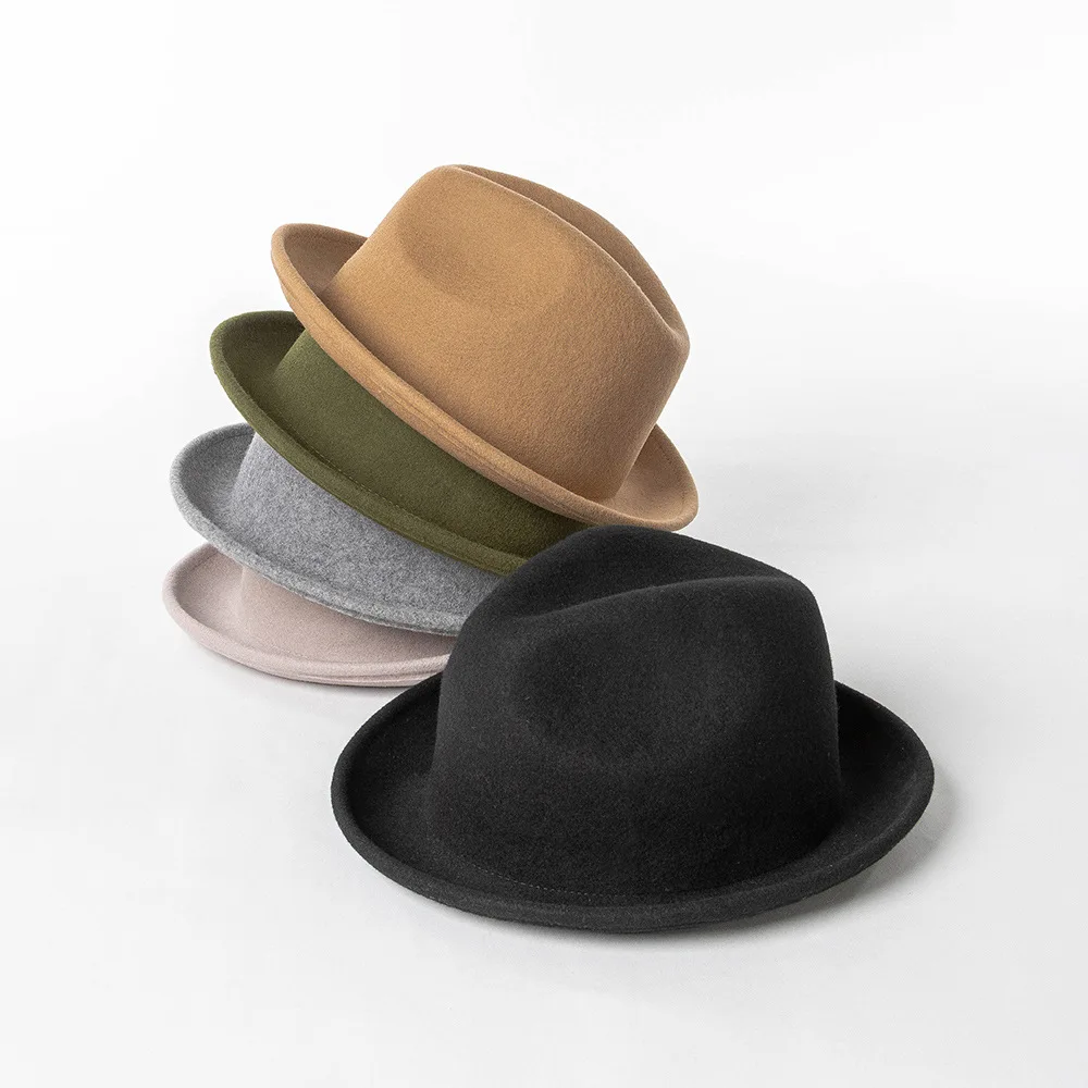 

Autumn Winter New Fashion Casual Simple Bare Edge Short Brim Wool Jazz Hat Outdoor Shopping Warm Small Fedora