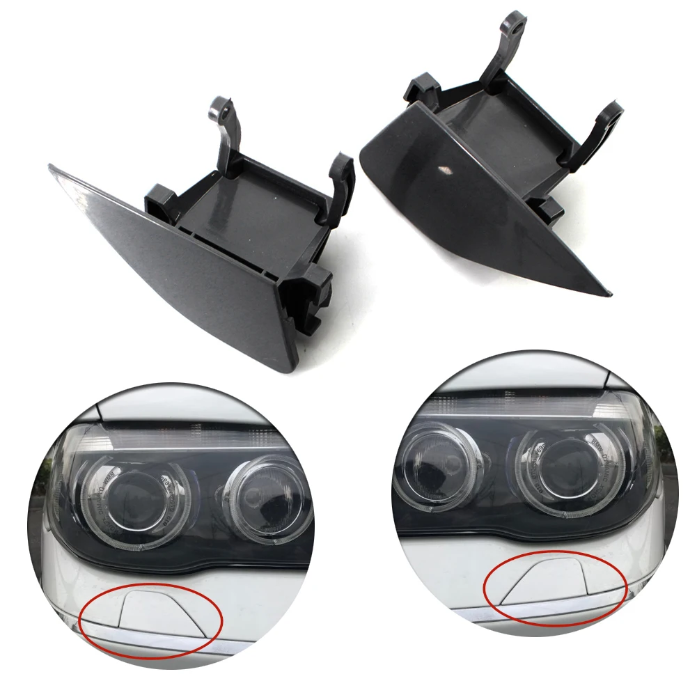 2 Stück Schwarze Kunststoff-Frontstoßstangen-Scheinwerferreinigungsanlage-Abdeckkappe für BMW 7er Serie E65 E66 2005-2008 Auto-Zubehör