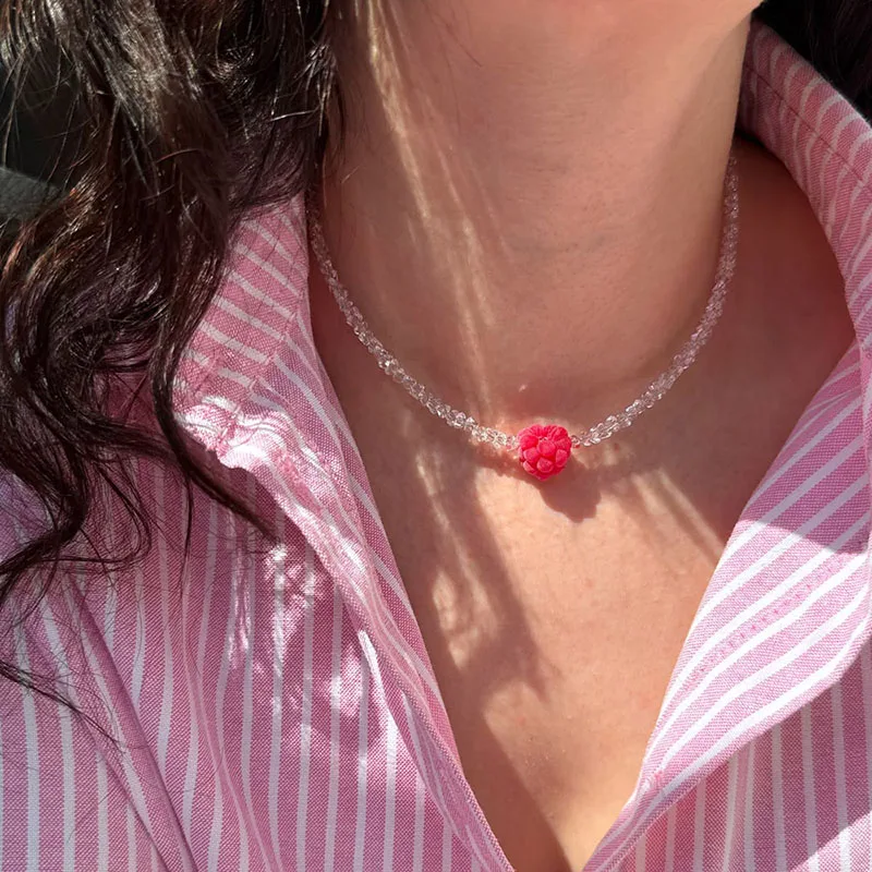 Elegant  Baroque Transparent Crystal Chain Choker Fruit Pendant Necklace For Girls Jewelry Trend Vacation Wedding Gifts X0337