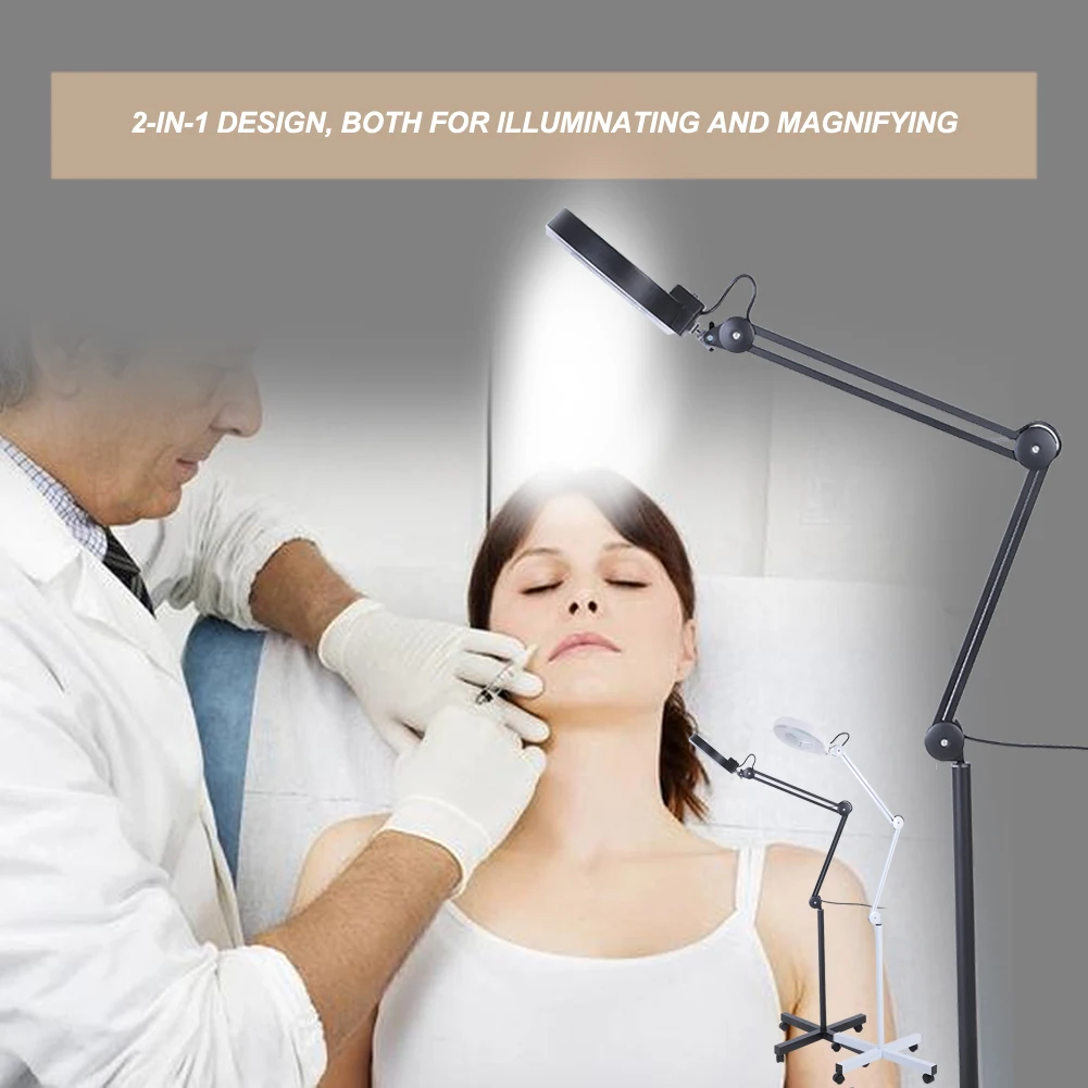 

Stand Beauty Cosmetic Makeup Tattoo 5x Magnifying Lighted Magnifier Light Floor LED Lamp Magnifying Lamp Beauty Magnifier Lamp