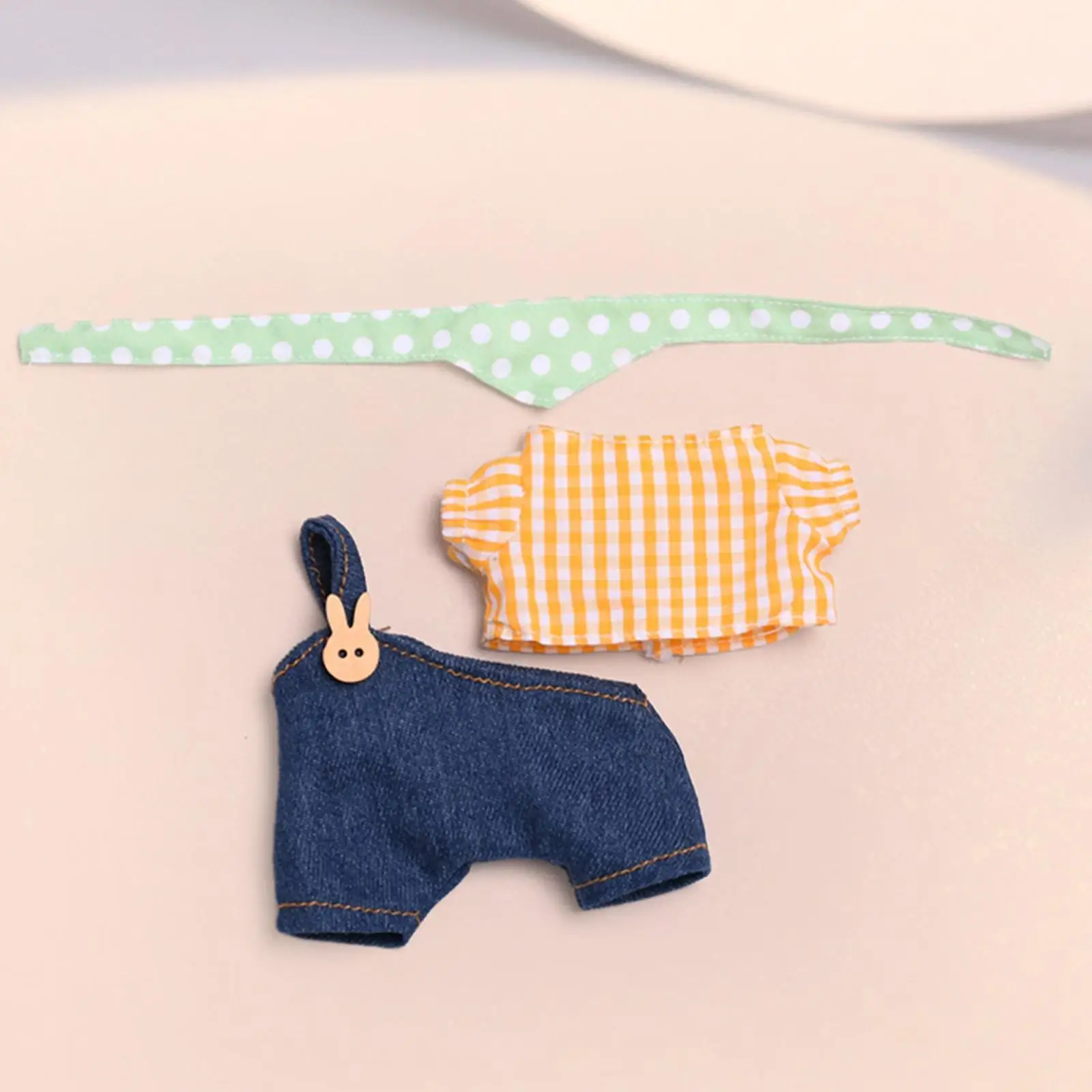 Plush Figure T Shirt and Overalls Short Sleeve Suit, Imagination Coordination DIY Make Your Own Dolls Costumes for 17cm Dolls