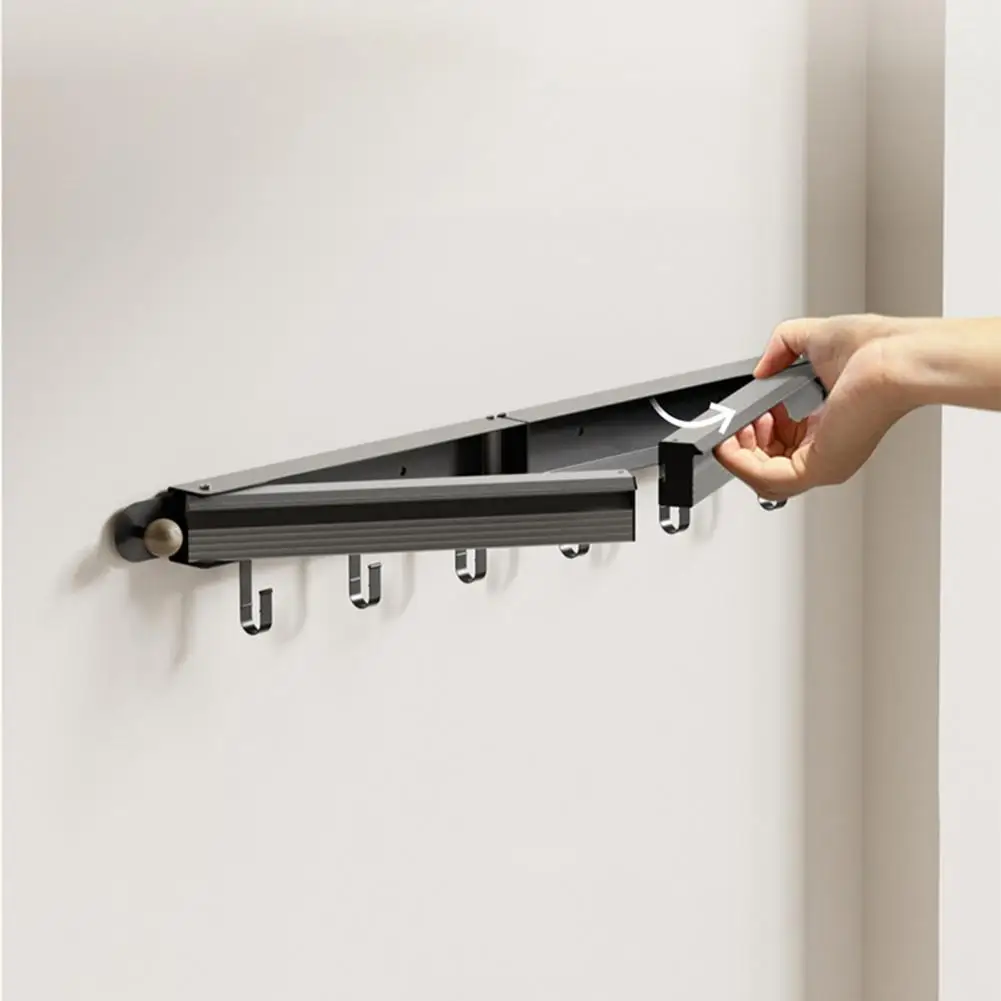 Foldable Wall-mounted Clothes Rack Clothes Rack with Multi-use Rod Foldable Wall Mounted Drying Rack Space-saving for Balcony