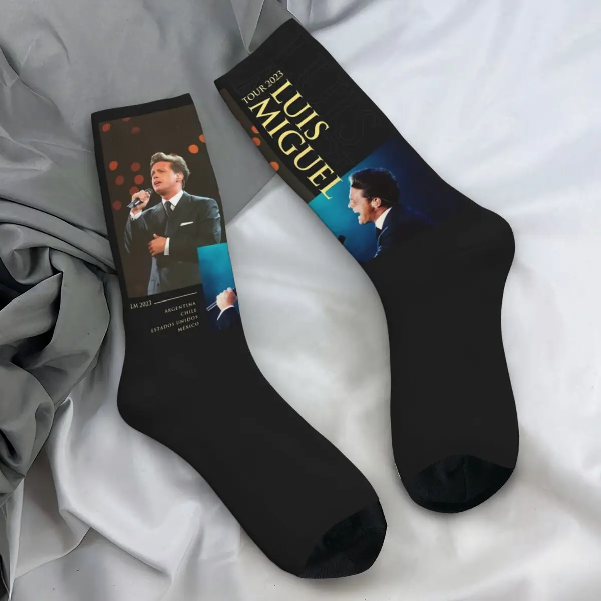 Luis Miguel Tour 2024 Mexican Singer Socks Spring El Sol De Mexico Stockings Kawaii Men Quality Socks Outdoor Non-Slip Socks