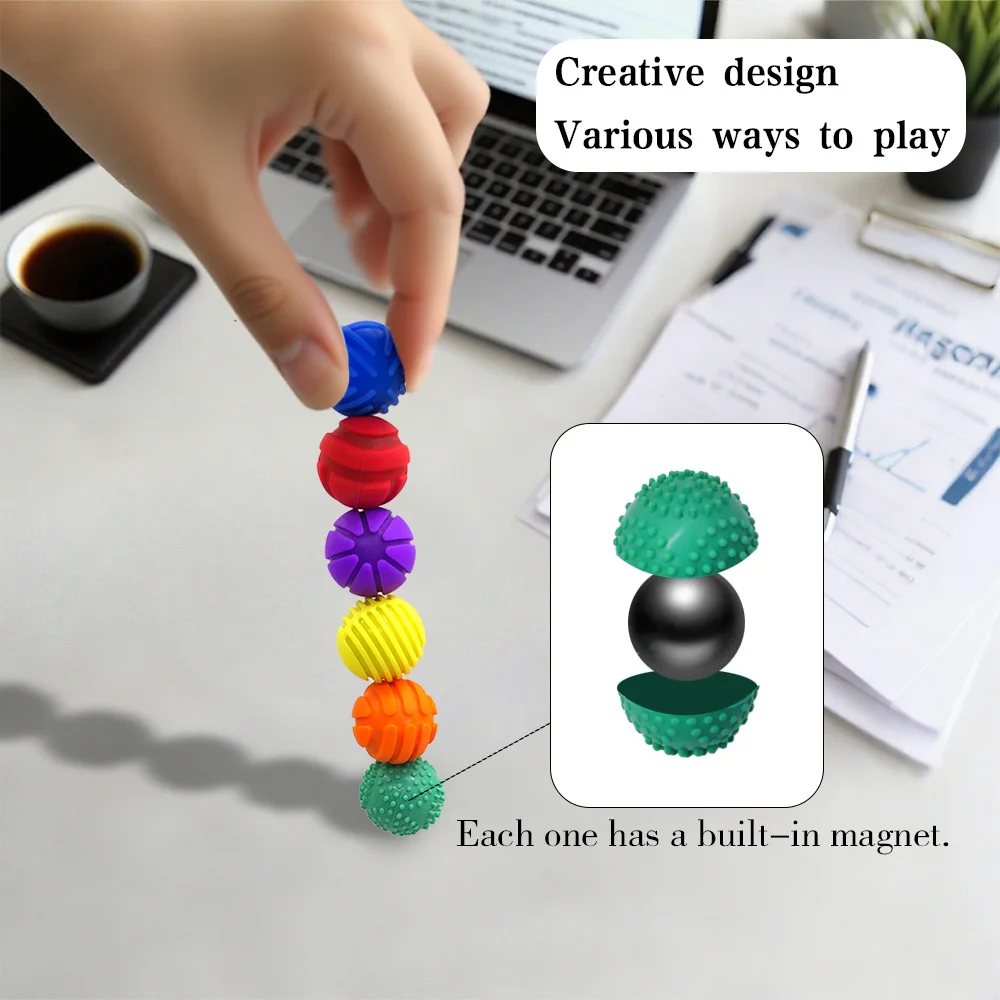 AHDH سيليكون الكرة المغناطيسية لعبة تخفيف التوتر إصبع الإجهاد الإغاثة لعبة تعليمية الجدة المغناطيسي بالجملة