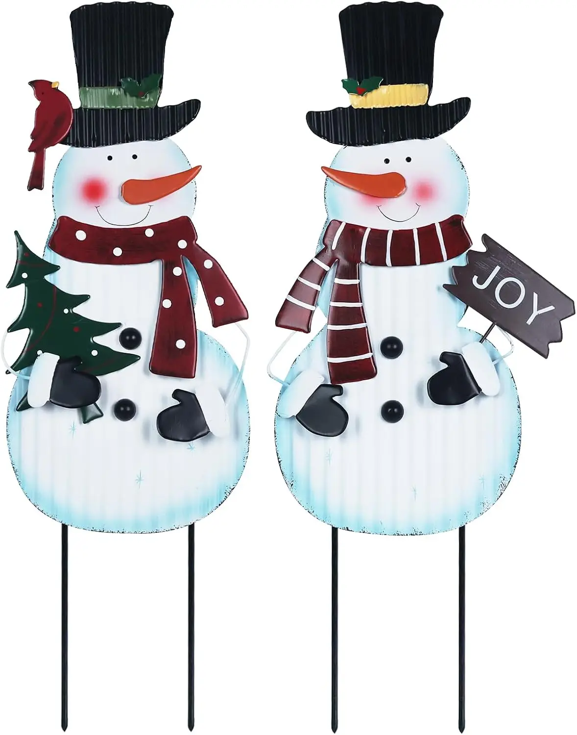 

Outdoor Christmas Decorations for Home, 2 Pcs Metal Snowman Decorative Garden Stakes with Joy for Christmas Decor, Yar