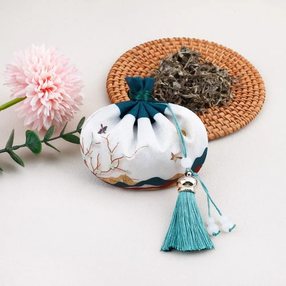 Creative with Tassel Dragon Boat Festival Sachet Printing Flower Women Jewelry Bag Hanging Handmade Zongzi Sachet Gifts