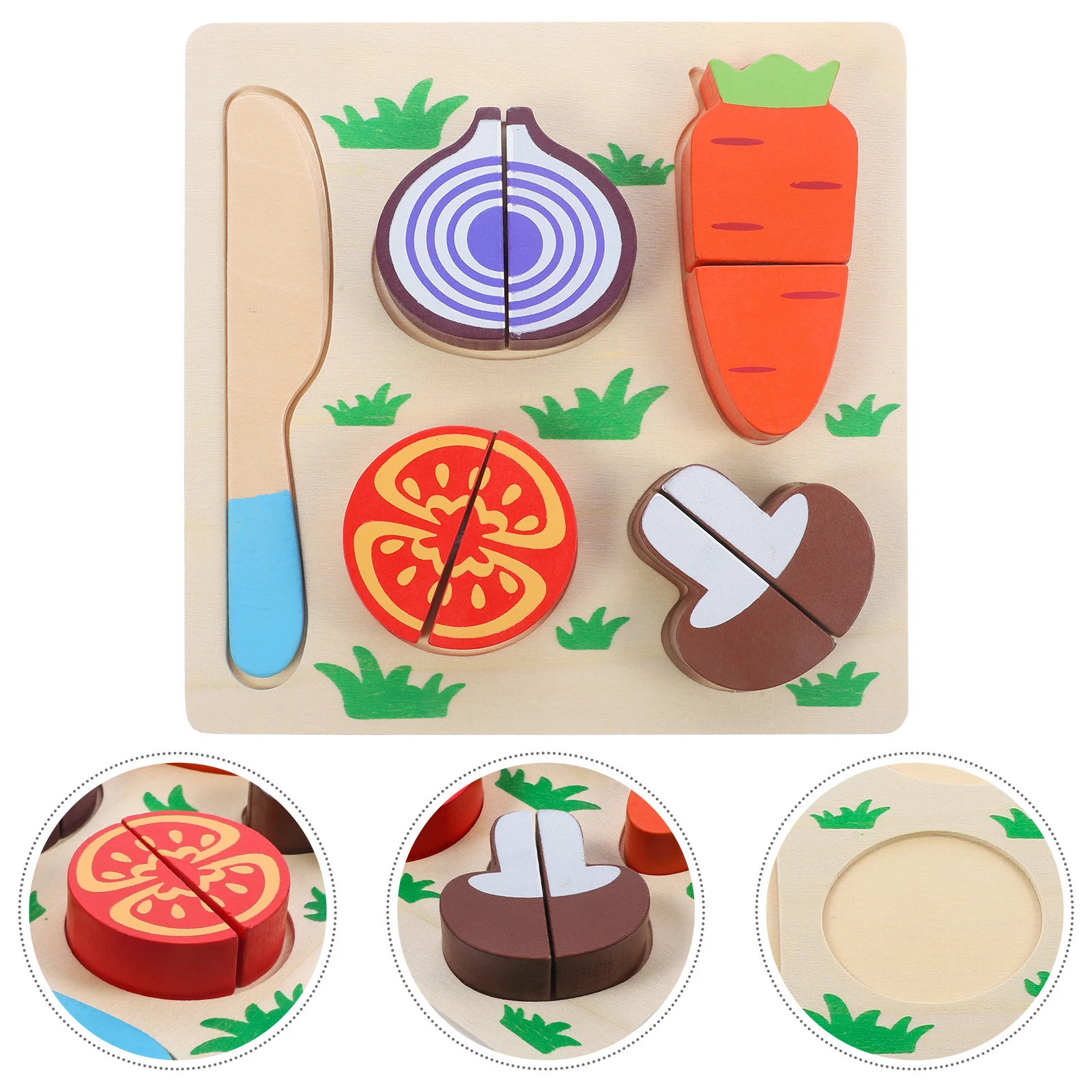 مجموعة واحدة من ألغاز القطع الخشبية للأطفال، لعبة تعليمية لقطع الطعام التظاهري، فواكه كرتونية، تعلم حسي للأطفال الصغار