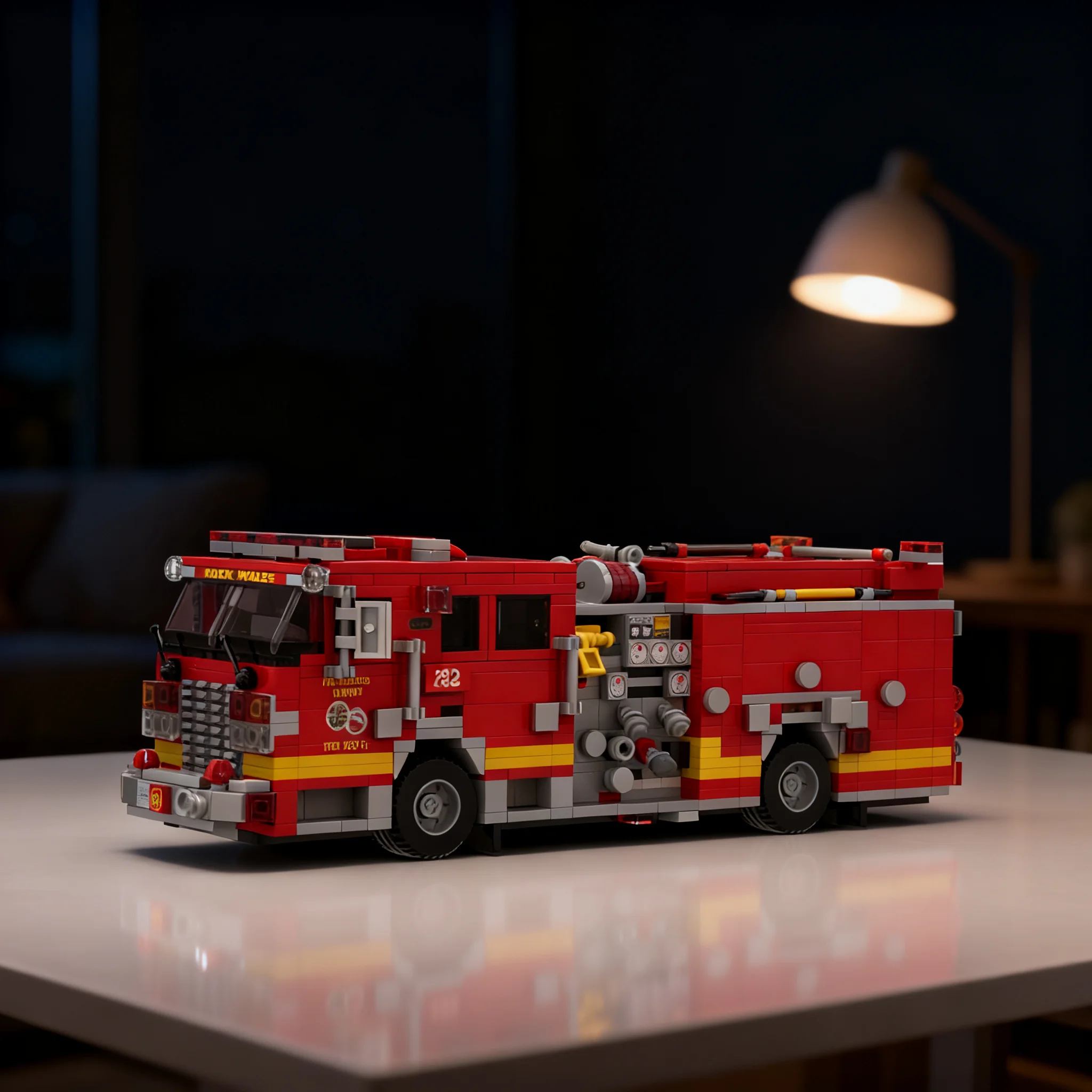 1141pcs MOC KME Predator Severe Fire Engine LACoFD City Fire Model Toys Building Blocks Architecture Christmas Gifts Kids DIY