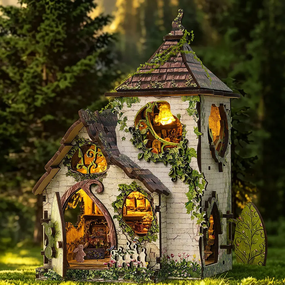 DIY Wooden Woodland Haven Cottage Figurines Miniatures Kits Mini Casa for Friends Birthday Gifts Home Decor Crafts
