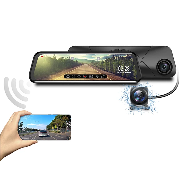 

4K 1080p Mirror Dash Cam 170 Degree Wide Angle G-sensor Dash Cam App Control Parking Monitors
