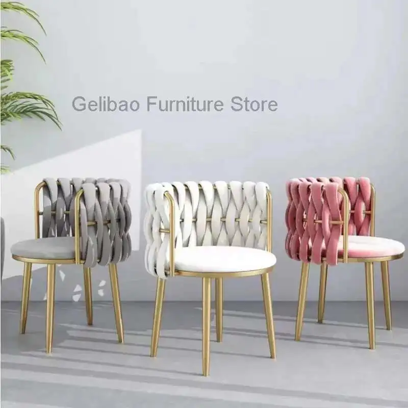 

Home Living Room Nordic Dining Chair Casual Backrest Armchair Bedroom Makeup Chair INS Cafe Chair Lobby Waiting Sofa Chair