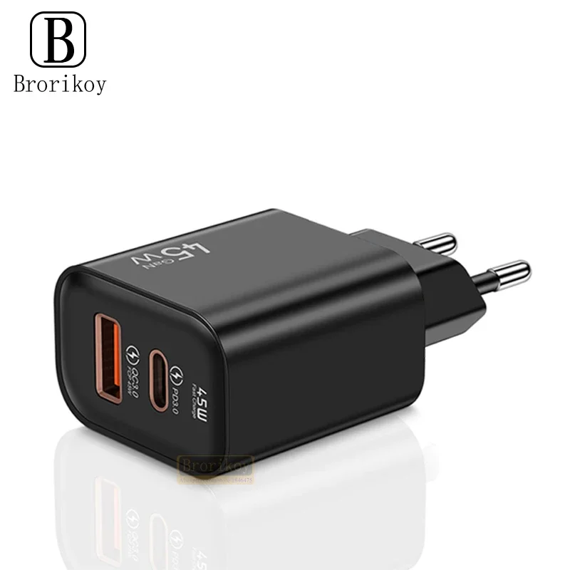 GaN 45W Dual PD Type C Charger USB Fast Charging Quick Charger 3.0 For iPhone 15 Xiaomi Samsung S22 