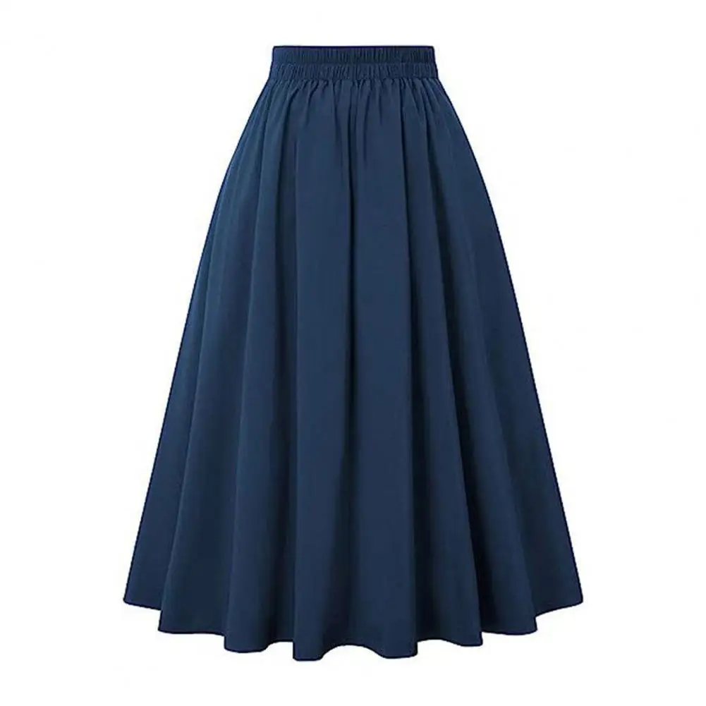 

Loose Fit Midi Skirt High Waist A-line Midi Skirt Buttoned Office Lady Workwear with Pockets Solid Color Elegance for Women