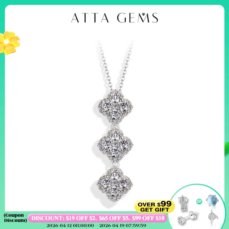 

ATTAGEMS 2025 Necklaces for Women Full D Color Moissanite 925 Sterling Silver Pendant Classic Engagement Wedding Fine Jewelry