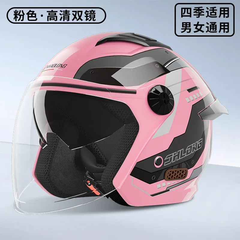 3/4 Open Face Motorcycle Helmet - Lightweight ABS Shell, Dual Visor (Inner & Outer), Stylish & Minimalist Design for Men & Women