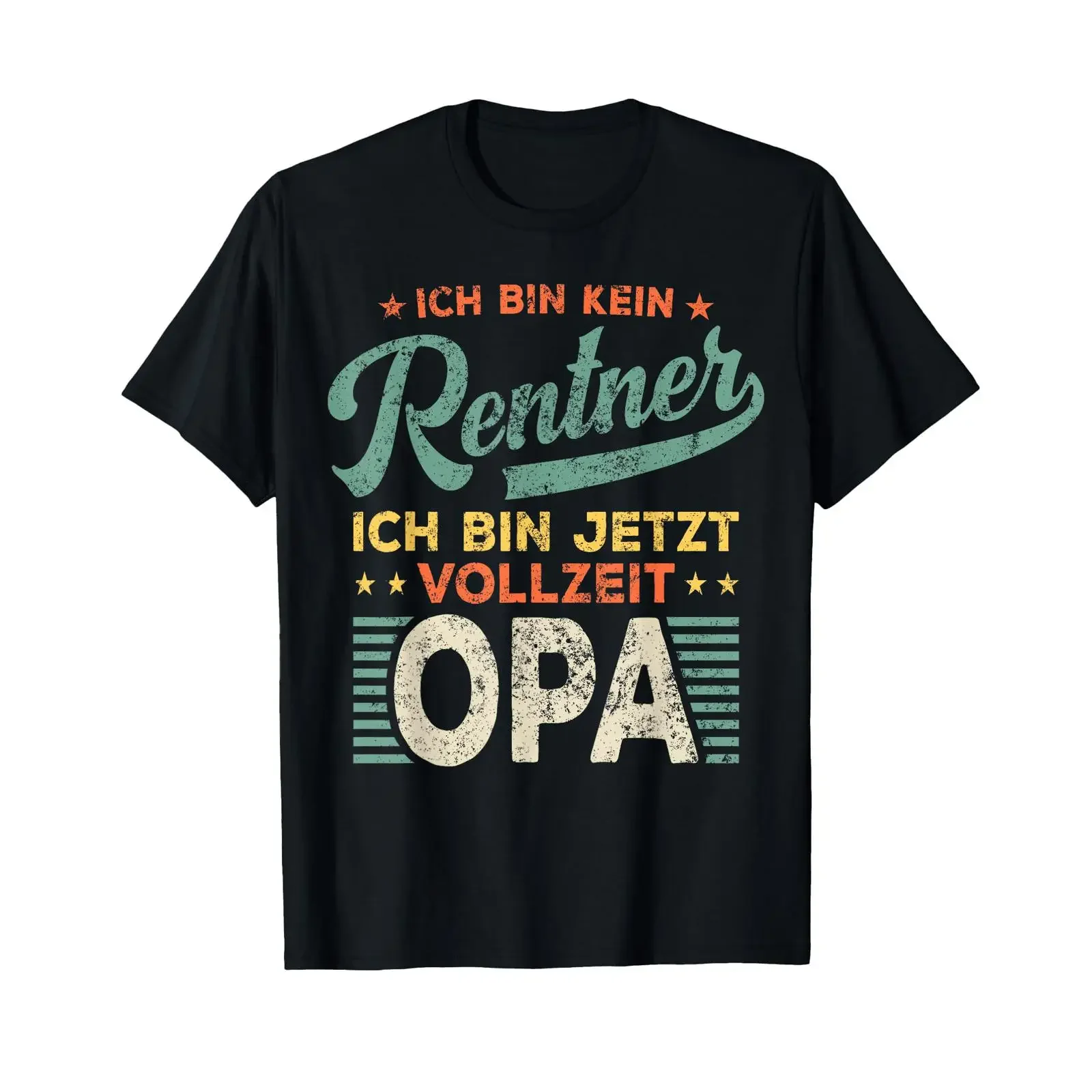 T Shirt with German Text Ich Bin kein Rentner sondern Vollzeit Opa Language vintage Washed Top For Everyday Wear Comfortable