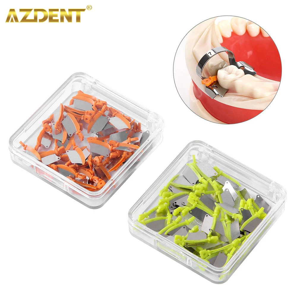 

AZDENT 50pcs/Box Dental Wedges Molding Sheets Sectional Matrix Contoured Small Medium Size Autoclavable