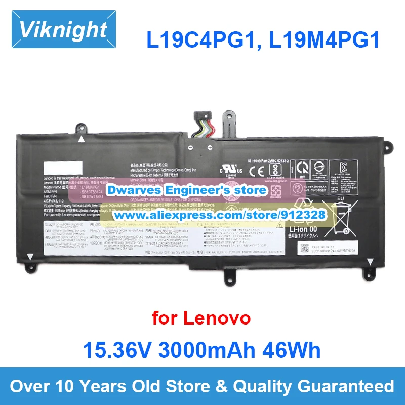 

Genuine L19M4PG1 Battery L19C4PG1 15.36V 3000mAh 46Wh for Lenovo Thinkpad Yoga 11e 6th Gen(20SE/20SF) 11e Yoga Gen 6 20SES06J00