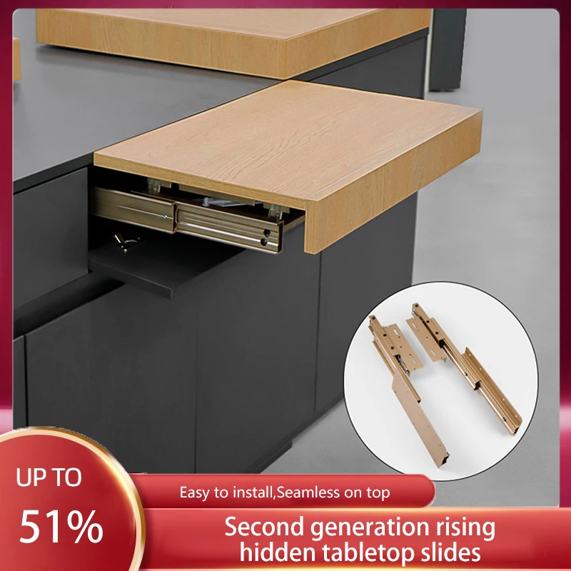 Second Generation Lifting Table Pull-Out Slide Invisible Extended Desktop Bracket Track Lifting Telescopic Desk Hardware