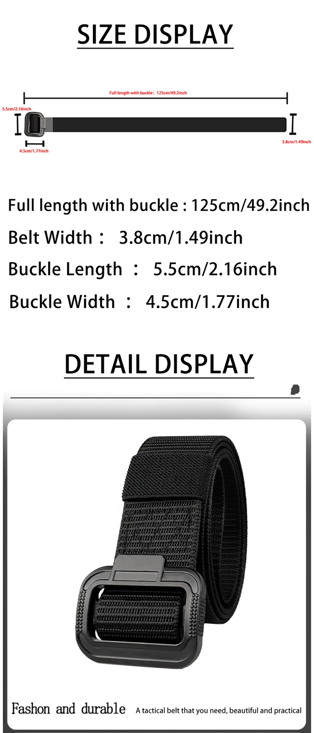 Herrengürtel, Nylonimitat, taktischer Gürtel, lässig, vielseitig, Metallschnalle, Gürtel, Outdoor-Sport, Segeltuchgürtel, gepaart mit Jeansgürtel – Detail 3