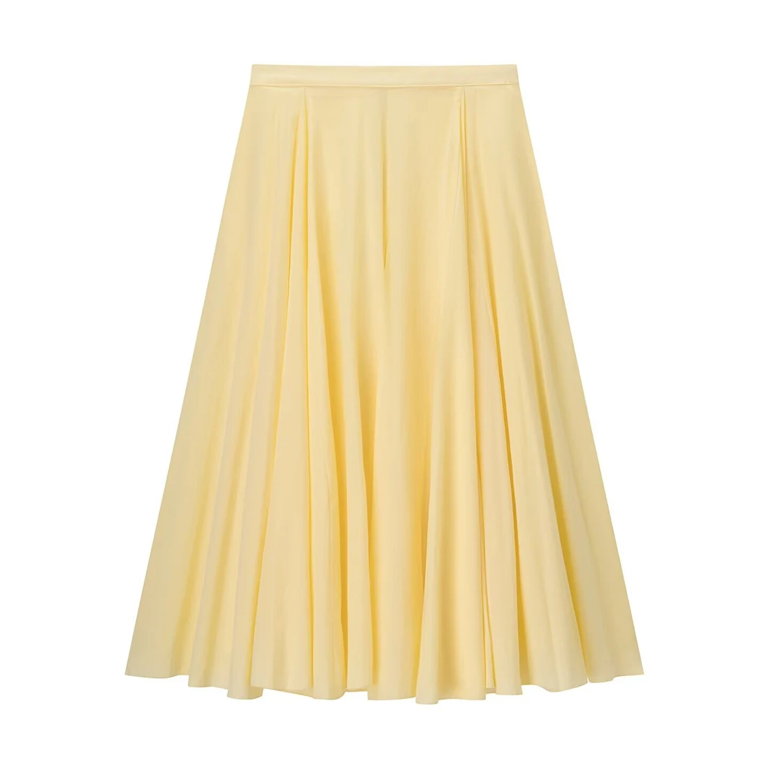 

Women's Solid Color Cotton Midi Skirt Mid-Waist Wide Hem Fashionable 2025 New Style for Ladies
