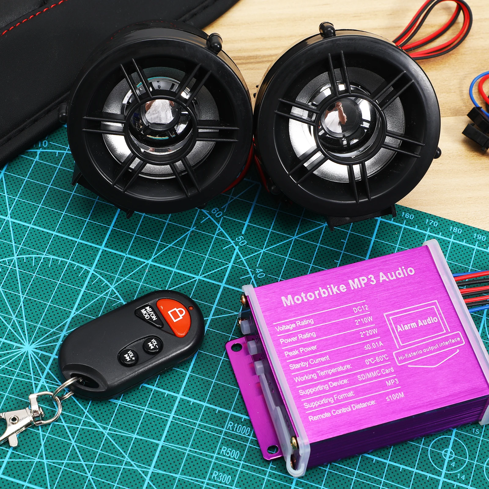 

Car Audio Wireless Stereo System Speaker Handlebar Mount Easy Installation Multi-Function Control Strong for Various