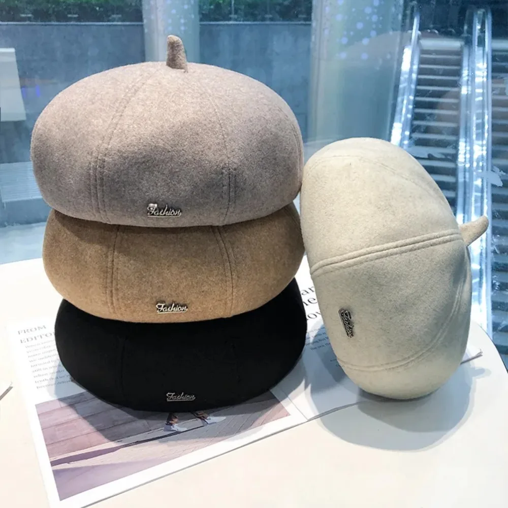 

Beret Women's Autumn and Winter Octagonal Painter Hat Casual Versatile Newspaper Boy Hat Retro British Hat