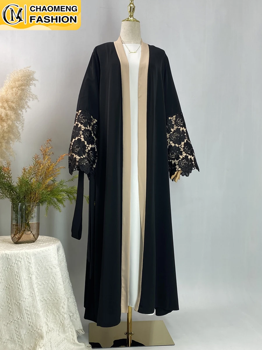 Hot Sale Lace Black Abaya Dubai Luxury Kimono Ramadan Caftan Marocain Femme Robe Islam Kebaya Women Clothing Kaftan Muslim Dress