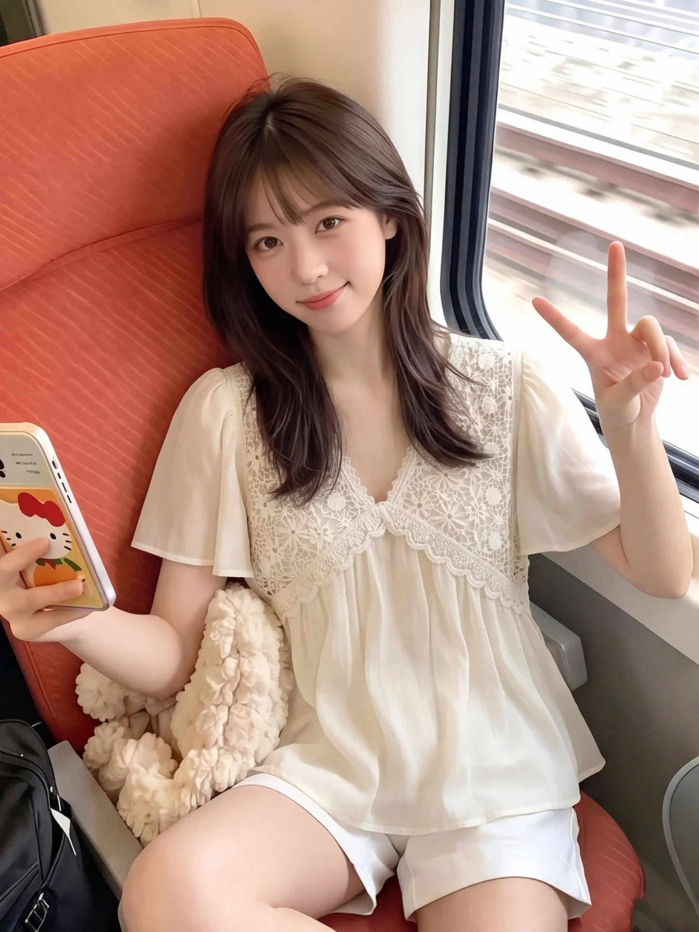 

Sweet Stylish Embroidered Lace Short Sleeve V-Neck Top Women's Summer New Style Floral Print Patchwork Breathable Comfortable