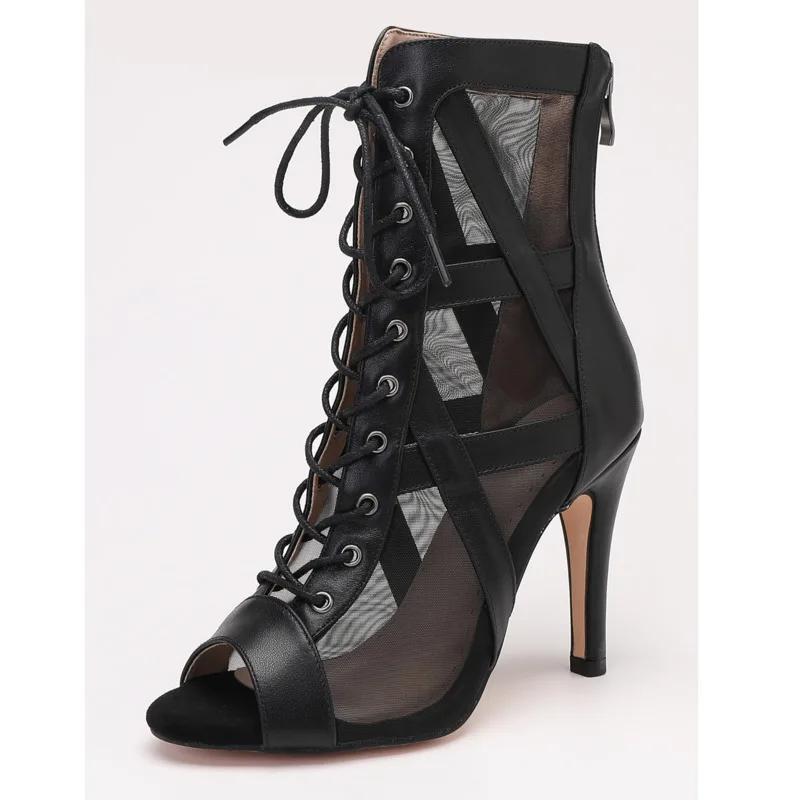 Lace-up Boot 2024 Woman Shoes Slipery Sole Customizable Latin Dancing Sexy Stilettos Booties Plus Size