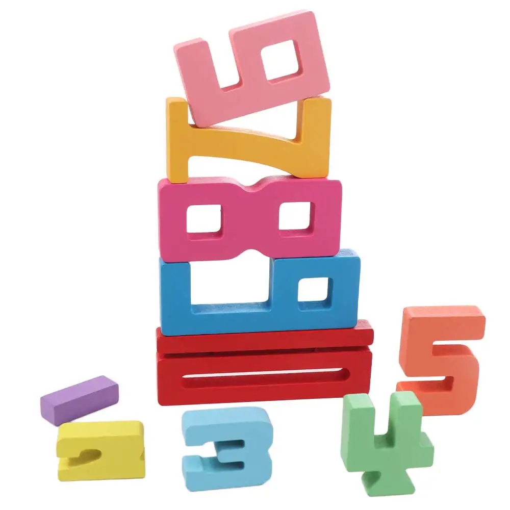 木製デジタルビルディングブロック大粒子バランスゲーム 3D デジタルパズル教育組立レンガスタッキングブロック