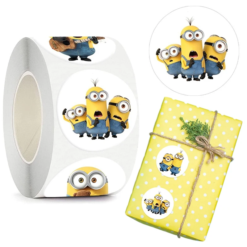 500pcs Minions Diy Stickers Anime Seal Label Decorative Cartoon Kids Graffiti Luggage Party Candy Stickers Rolls Stickers Toys