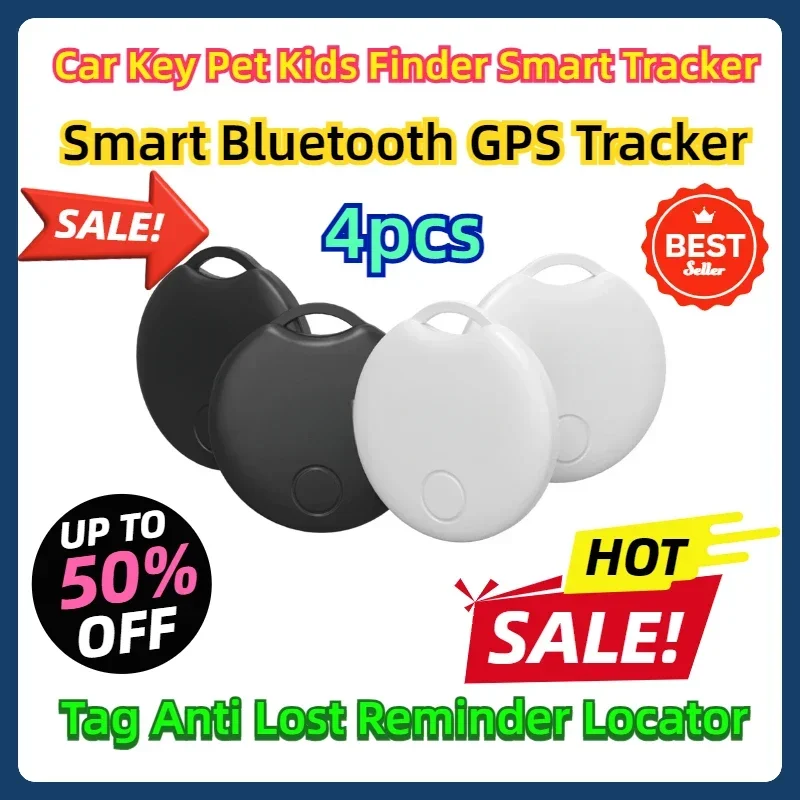 4pcs Car Key Pet Kids Finder Smart Tracker Work with Find My APP Smart Bluetooth GPS Tracker/Tag Anti Lost Reminder Locator