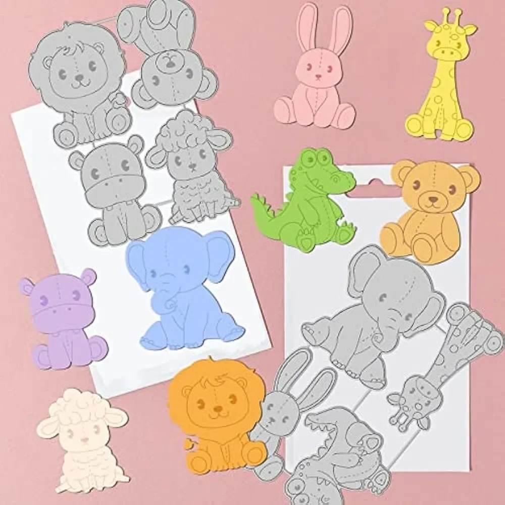 Animals Metal Cutting Dies Rabbit Giraffe Zoo Lion Sheep Cutting Dies Zoo Animals Die Cuts Bear Hippopotamus Die Cuts for Card