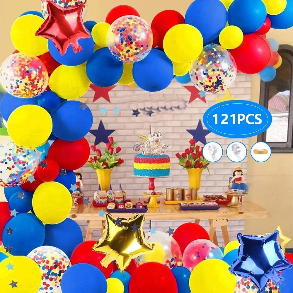 

Carnival Circus Balloon Garland Kit With Red Balloon Yellow Blue Confetti DIY Balloon Carnival Party Decoration Wedding Birthday