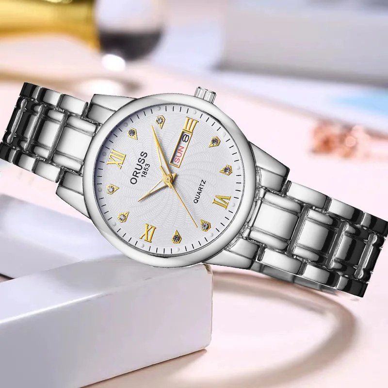 Ins lindo requintado alto nível de aparência relógio feminino moda calendário duplo compacto tudo simples estudante meninas