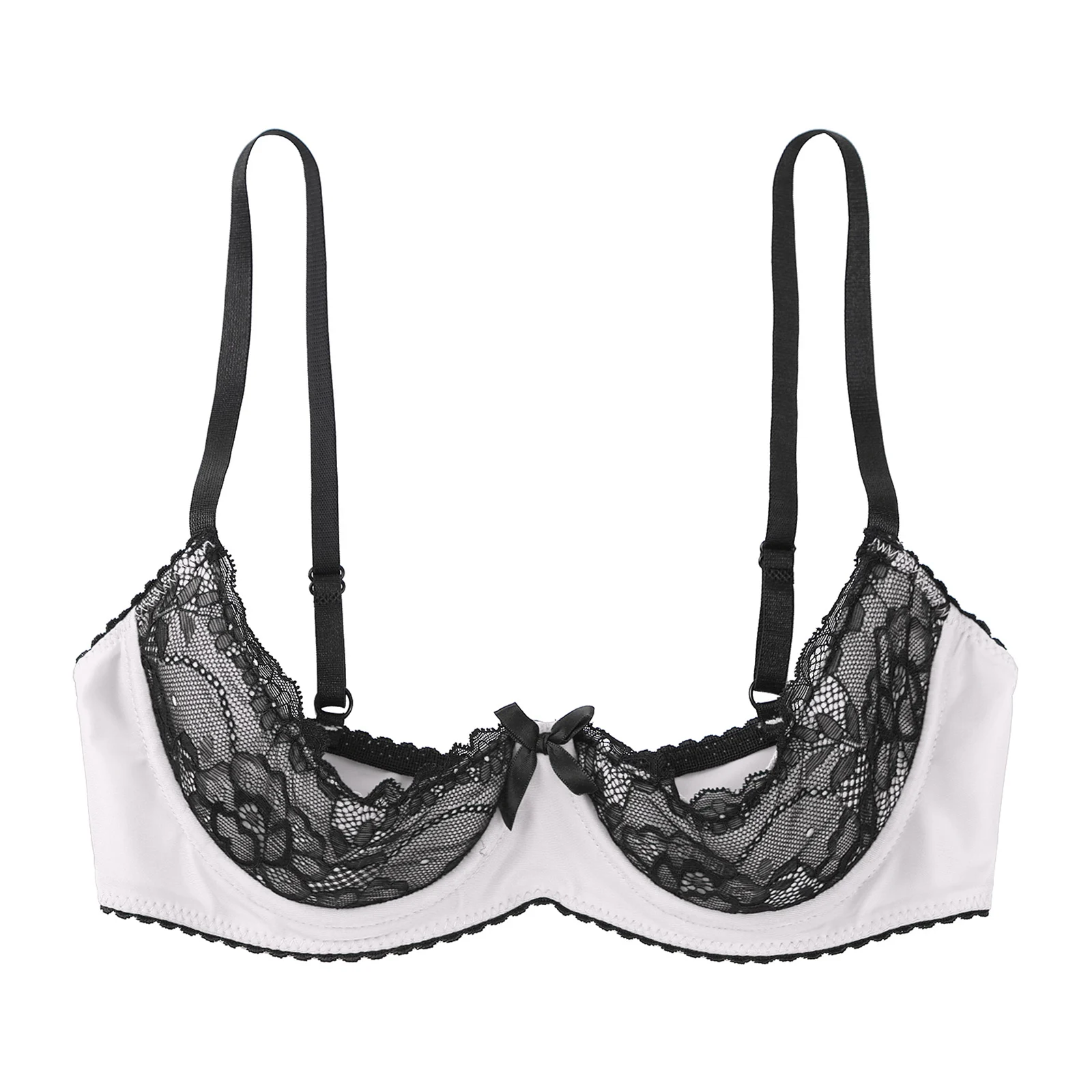 Sexy Womens Lingerie Half Cup Underwire Breast Exposed Bra Tops Lace Push Up Open Chest Balconette Hot Bra Underwear