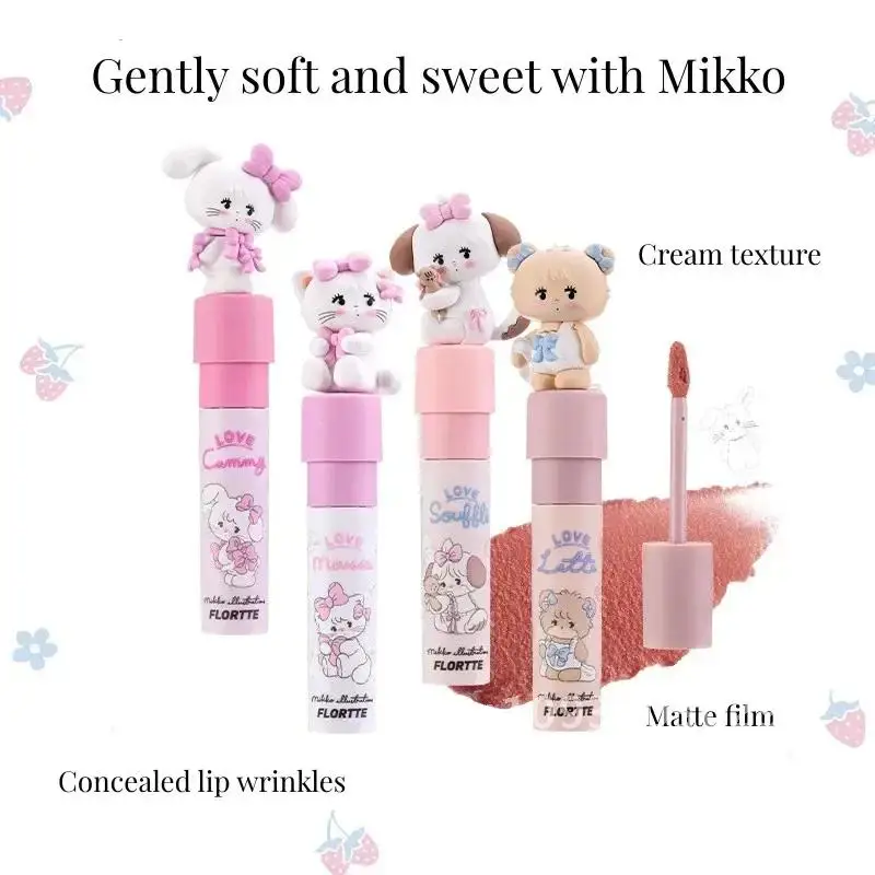 Flortte/mikko co marca batom leite bolo creme labial macio batons beleza fosco esmalte lama cosméticos lábio coreano matiz veludo