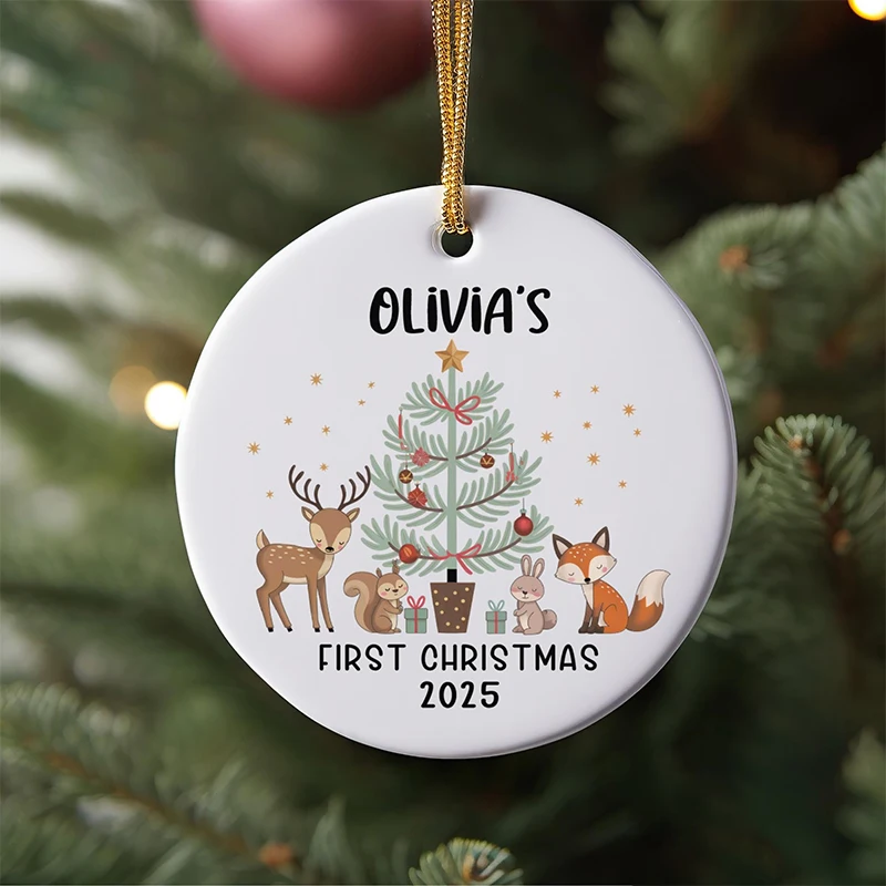 

Custom Newborn 2025 Christmas Ornaments Personalized My First Christmas Baby Forest Animal Ornaments Baby Name Ornaments