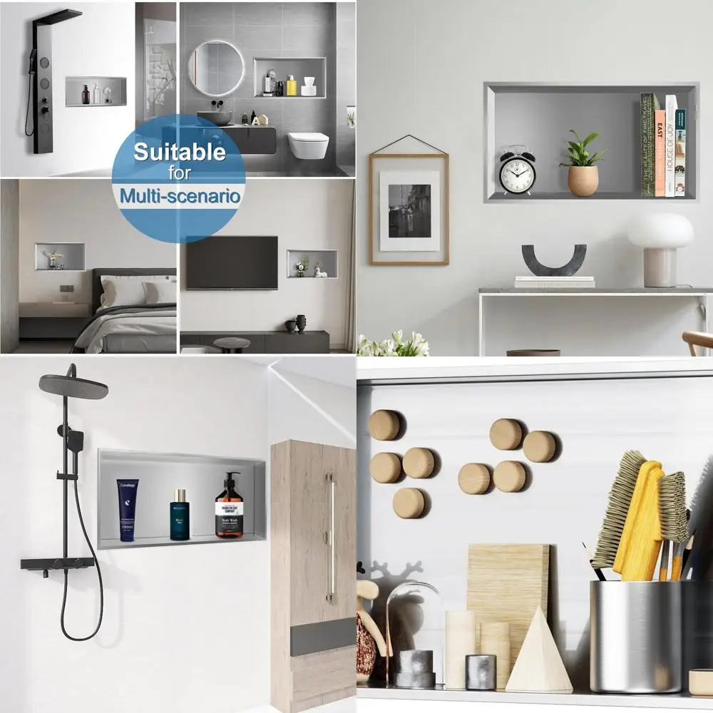 

Ниша для душа из нержавеющей стали 24 x 12 x 4, встраиваемая полка для ванной комнаты, плитка не требуется, отделка матовым никелем