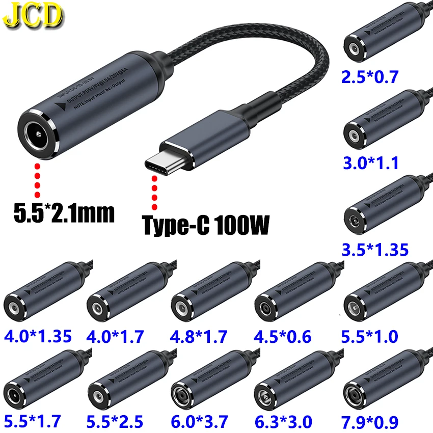Laptop DC Power Female Plug to Type-C Male PD 100W Adapter Conversion Charging Cable For Macbook Huawei Xiaomi Samsung Lenovo HP