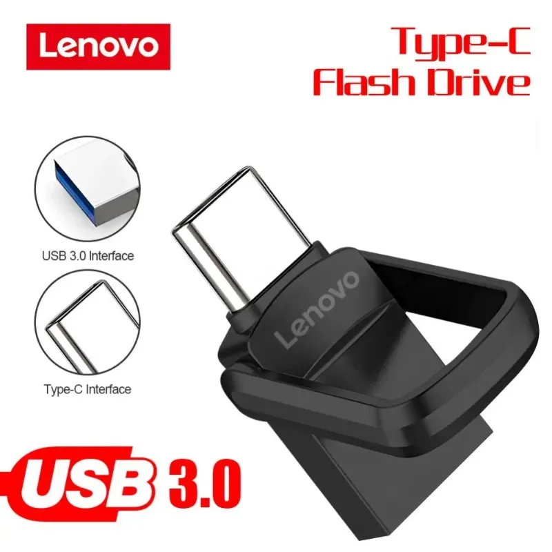 Lenovo 2TB 2-IN-1 chiavette USB USB 3.0 TYPE-C Pendrive ad alta velocità memoria di capacità reale portatile impermeabile U Stick per PC TV