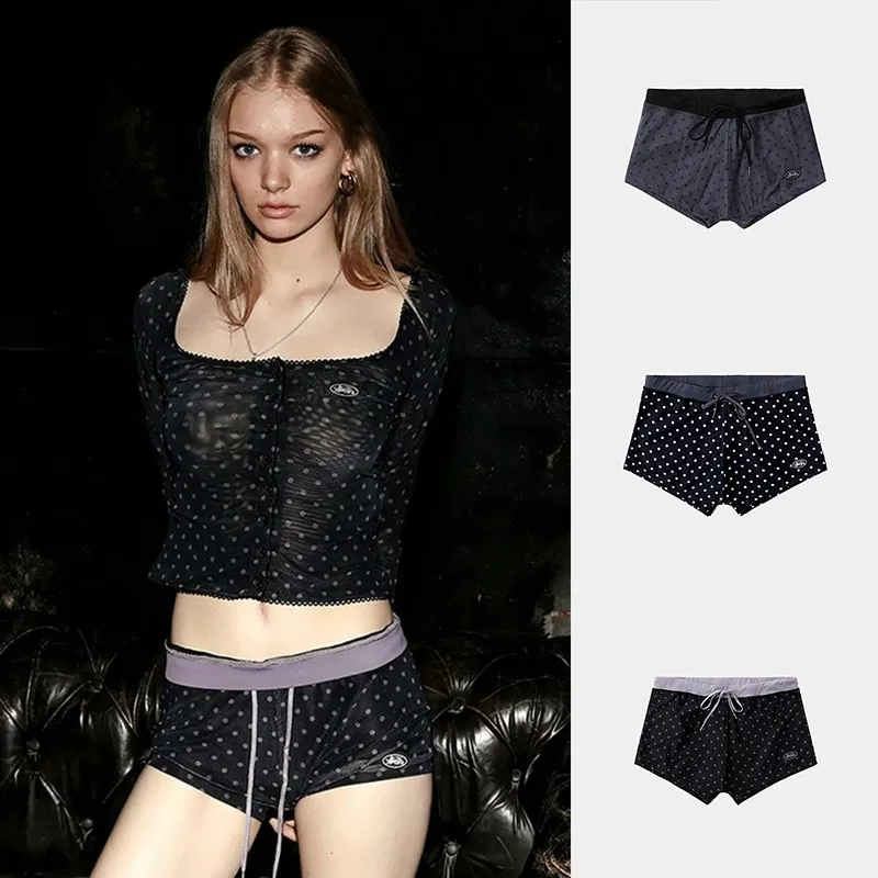 

Ретро-шорты в горошек для женщин, длиной три четверти, в американском стиле, модные, облегающие, с естественной линией талии, повседневные брюки